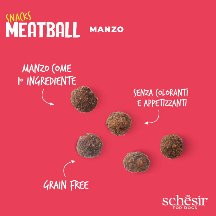 Schesir Snacks per Cani Meatball Manzo 225g Schesir Snacks per Cani Meatball Manzo 225g